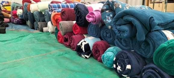 Blankets ready for distribution