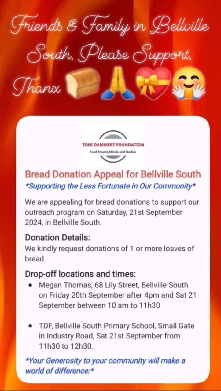 Toni Dammert Bread Donation Appeal - Sept 2024